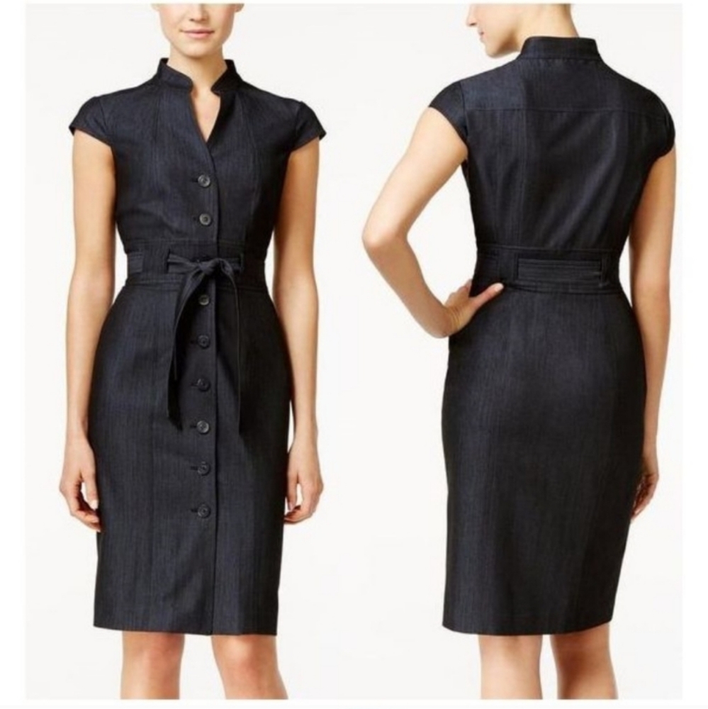 Calvin Klein Wrap Dress. Denim. NWOT. Size 8P